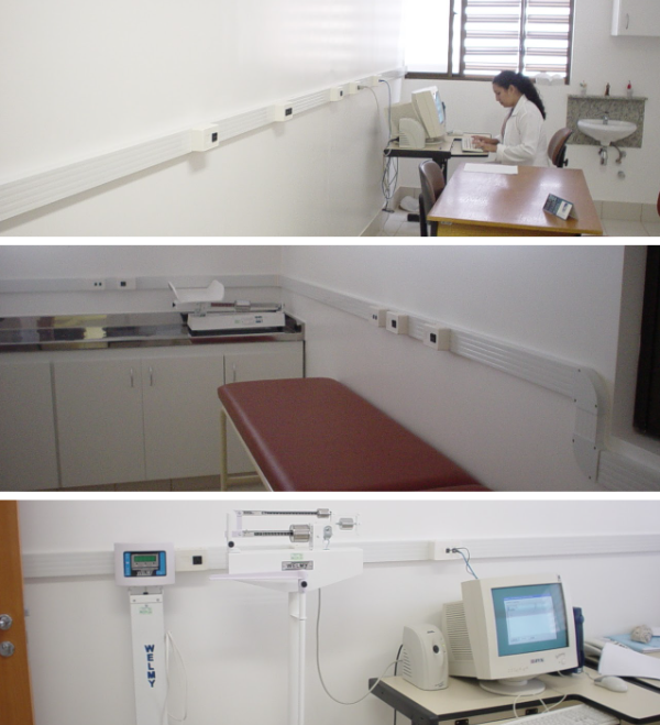Exemplos de canaletas DUTOTEC instalada em ambientes hospitalares.